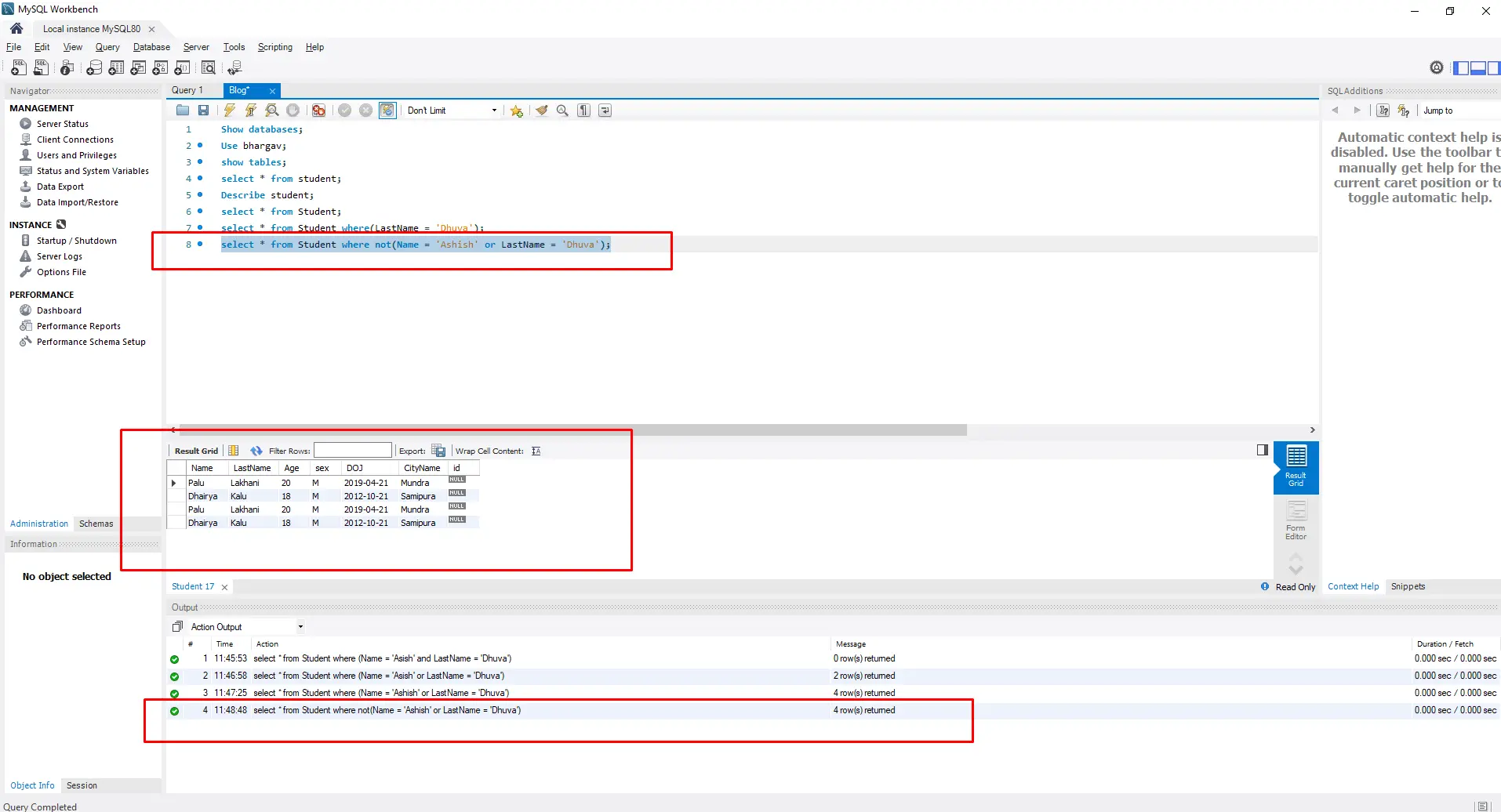 Select with NOT Condition
